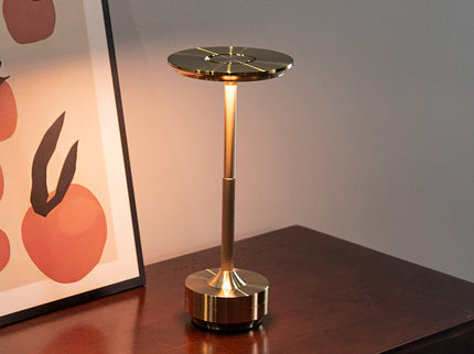 Gold Elegant Aluminum Alloy Rechargeable LED Touch Lamp - 3-Color Dimmable Cordless Table Light