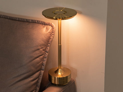 Gold Elegant Aluminum Alloy Rechargeable LED Touch Lamp - 3-Color Dimmable Cordless Table Light