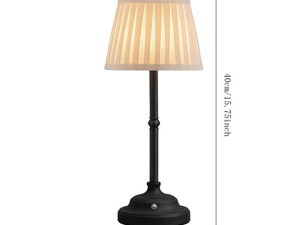 Black and White Elegant Rechargeable Fabric Shade LED Lamp - Cordless Touch Stepless Dimmable Table Light