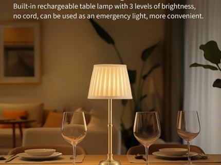 Black and White Elegant Rechargeable Fabric Shade LED Lamp - Cordless Touch Stepless Dimmable Table Light