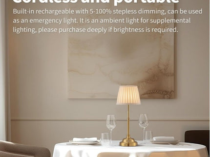 Black and White Elegant Rechargeable Fabric Shade LED Lamp - Cordless Touch Stepless Dimmable Table Light