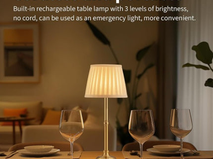 Black and White Elegant Rechargeable Fabric Shade LED Lamp - Cordless Touch Stepless Dimmable Table Light
