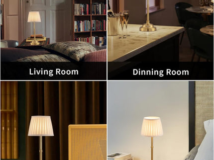 Black and White Elegant Rechargeable Fabric Shade LED Lamp - Cordless Touch Stepless Dimmable Table Light