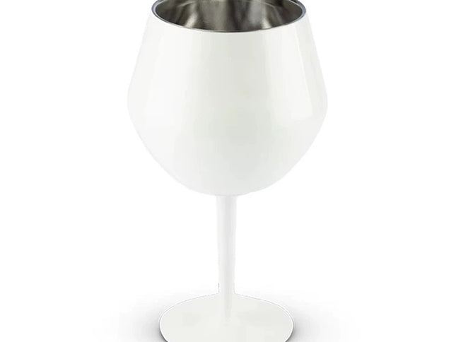 2 Pcs White Detachable Stainless Steel Wine Glass - 14oz (420ml) Portable Stemmed Goblet for Outdoors & Travel