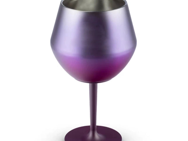 2 Pcs Purple Detachable Stainless Steel Wine Glass - 14oz (420ml) Portable Stemmed Goblet for Outdoors & Travel