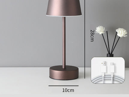 Coffee Modern Minimalist LED Table Lamp - Rechargeable Touch Control Desk Light