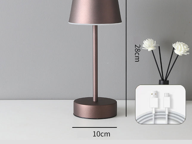Coffee Modern Minimalist LED Table Lamp - Rechargeable Touch Control Desk Light