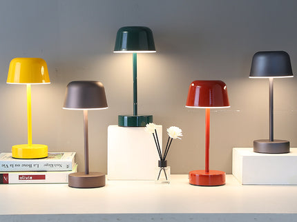 Coffee Modern Minimalist LED Table Lamp - Rechargeable Touch Control Desk Light