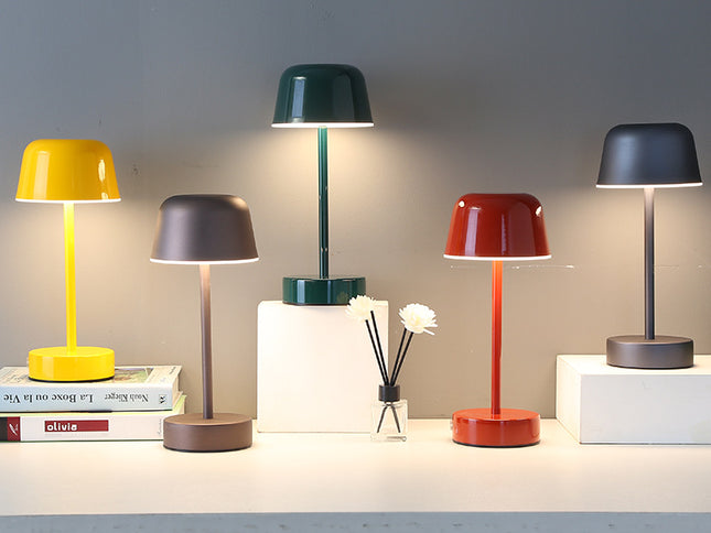 Coffee Modern Minimalist LED Table Lamp - Rechargeable Touch Control Desk Light