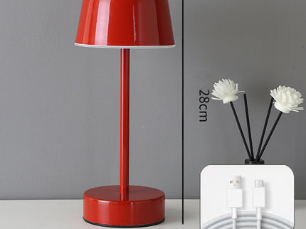 Red Modern Minimalist LED Table Lamp - Rechargeable Touch Control Desk Light