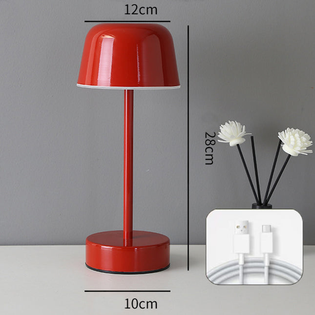 Red Modern Minimalist LED Table Lamp - Rechargeable Touch Control Desk Light