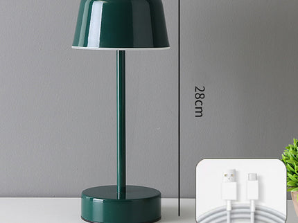Dark Green Modern Minimalist LED Table Lamp - Rechargeable Touch Control Desk Light