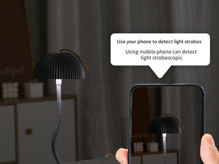 Black Sleek Minimalist LED Mushroom Table Lamp - Rechargeable 3-Color Touch Control, Bar & Ambient Light