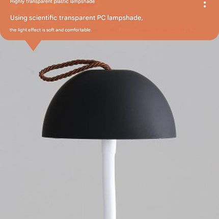 Black Three-dimensional stripes Sleek Minimalist LED Mushroom Table Lamp - Rechargeable 3-Color Touch Control, Bar & Ambient Light