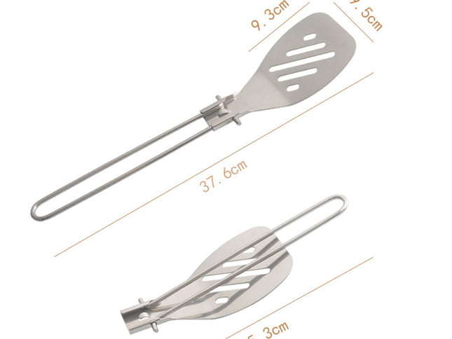 Silver 304 Stainless Steel Folding Camping Spatula  - 2 Pack Compact & Portable Outdoor Cooking Utensils