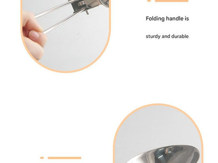 Silver 304 Stainless Steel Folding Camping Ladle  - 2 Pack Deep Serving Spoons, Portable & Eco-Friendly