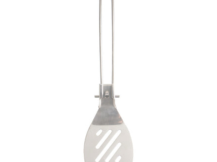 Silver Premium 304 Stainless Steel Folding Camping Utensil Set - Spatula & Deep Spoon Combo for Outdoor Cooking