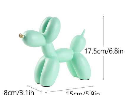 Green Modern Resin Balloon Dog Sculpture - Playful Art Figurine with Golden Snout Accent