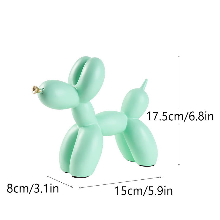 Green Modern Resin Balloon Dog Sculpture - Playful Art Figurine with Golden Snout Accent