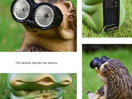 Green Charming Solar Powered Frog Figurine - Whimsical Garden Statue with LED Binocular Eyes