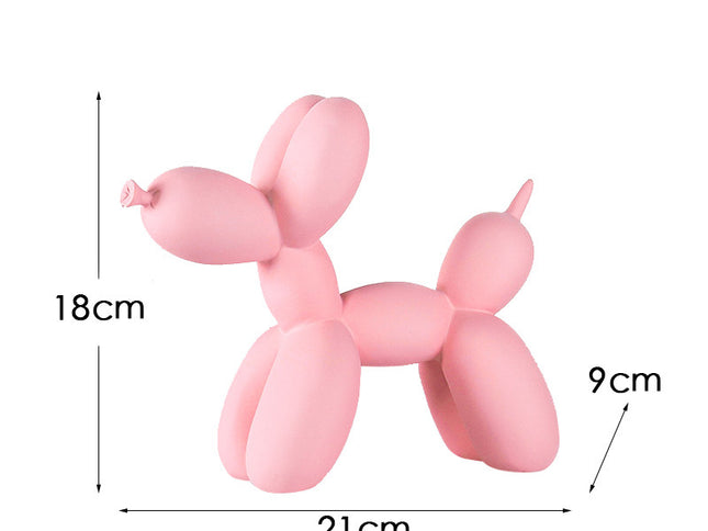 Light Pink Modern Resin Balloon Dog Sculpture - Playful Art Figurine with Golden Snout Accent