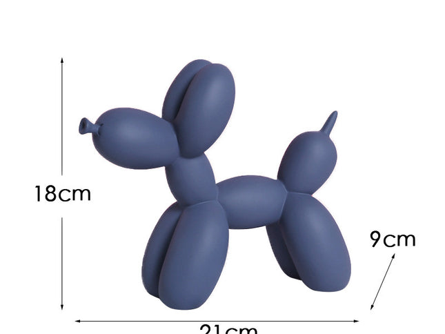 Dark Blue Modern Resin Balloon Dog Sculpture - Playful Art Figurine with Golden Snout Accent