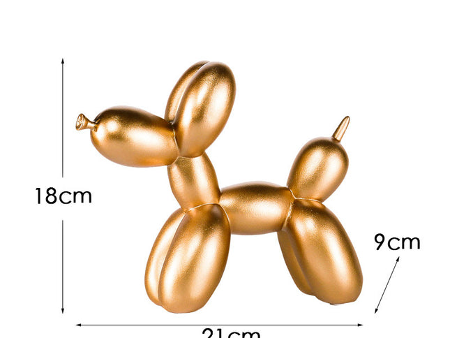 Gold Modern Resin Balloon Dog Sculpture - Playful Art Figurine with Golden Snout Accent