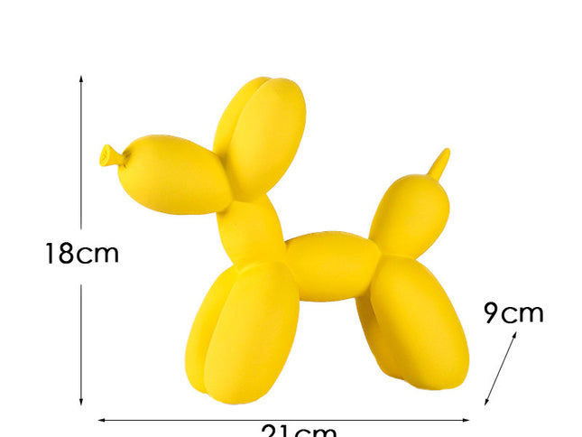 Yellow Modern Resin Balloon Dog Sculpture - Playful Art Figurine with Golden Snout Accent