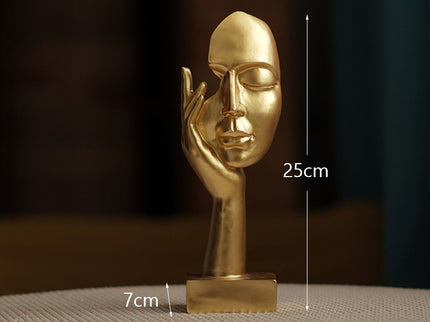 Gold Style 1 Elegant Abstract Face Sculpture - Modern Resin Art Figurine, Hand & Mask Home Decor Accent