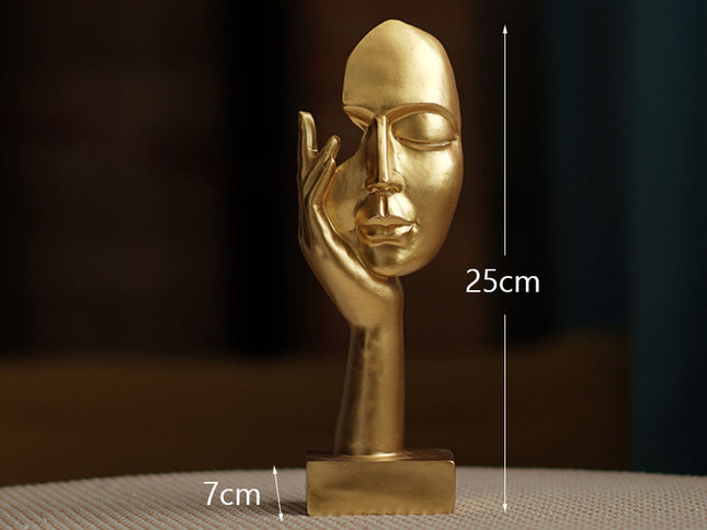 Gold Style 1 Elegant Abstract Face Sculpture - Modern Resin Art Figurine, Hand & Mask Home Decor Accent