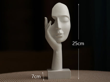 White Style 1 Elegant Abstract Face Sculpture - Modern Resin Art Figurine, Hand & Mask Home Decor Accent