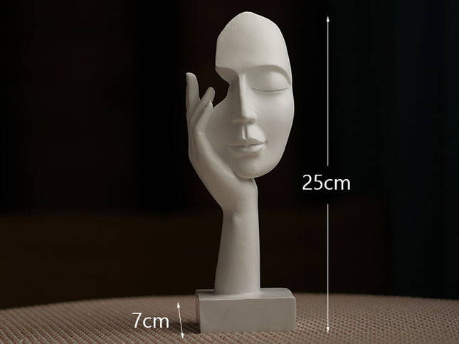 White Style 1 Elegant Abstract Face Sculpture - Modern Resin Art Figurine, Hand & Mask Home Decor Accent