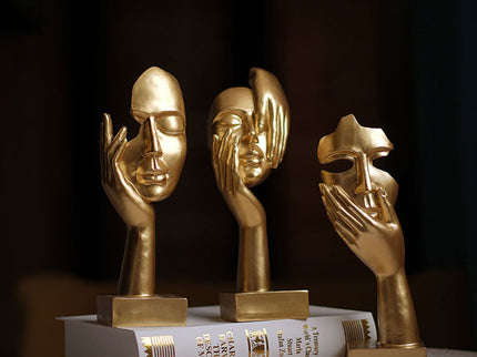 White Style 1 Elegant Abstract Face Sculpture - Modern Resin Art Figurine, Hand & Mask Home Decor Accent