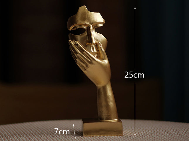 Gold Style 2 Elegant Abstract Face Sculpture - Modern Resin Art Figurine, Hand & Mask Home Decor Accent