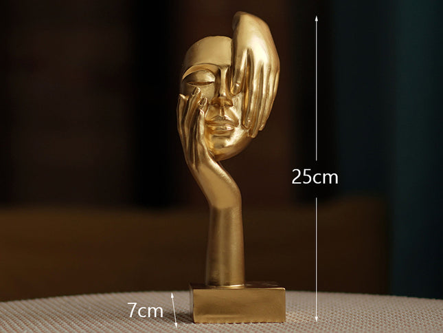 Gold Style 3 Elegant Abstract Face Sculpture - Modern Resin Art Figurine, Hand & Mask Home Decor Accent