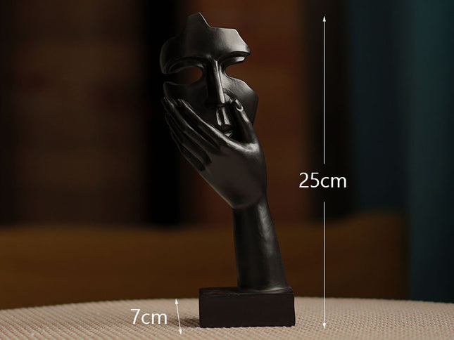 Black Style 2 Elegant Abstract Face Sculpture - Modern Resin Art Figurine, Hand & Mask Home Decor Accent