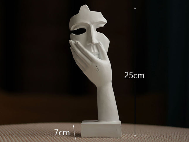 White Style 2 Elegant Abstract Face Sculpture - Modern Resin Art Figurine, Hand & Mask Home Decor Accent
