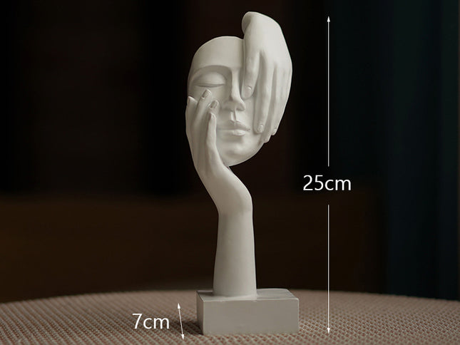 White Style 3 Elegant Abstract Face Sculpture - Modern Resin Art Figurine, Hand & Mask Home Decor Accent