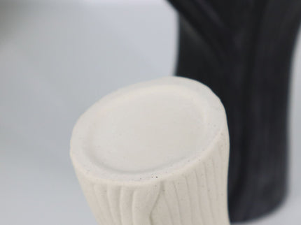 White Elegant Off-White Ceramic Vase - Modern Sculptural Flower Holder with Wide Fluted Opening