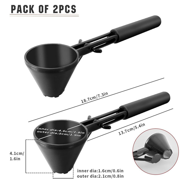 Black 2-Pack No-Spill Sliding Scoop & Funnel - Mess-Free for Protein Powder, Coffee, Formula