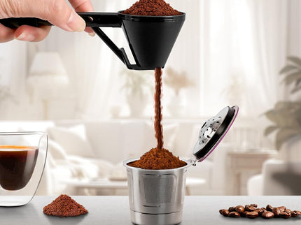 Black 2-Pack No-Spill Sliding Scoop & Funnel - Mess-Free for Protein Powder, Coffee, Formula