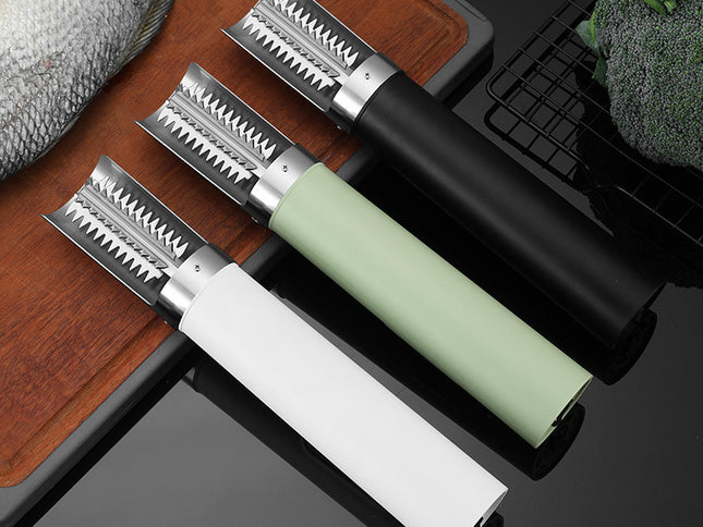 Black Cordless Electric Fish Scaler - Rechargeable 3000mAh Power, Stainless Steel Blade, Mess-Free Fish Cleaning Tool