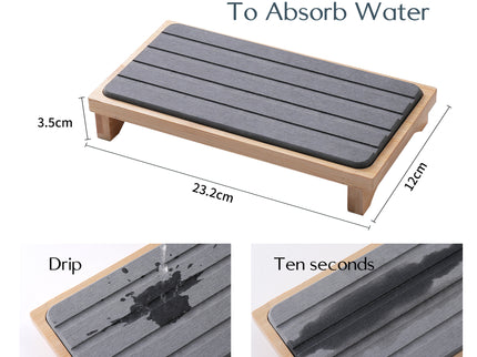 Light Grey Natural Diatomaceous Earth Absorbent Drying Tray with Bamboo Base - Quick-Dry Stone Mat for Kitchen & Bathroom Sink