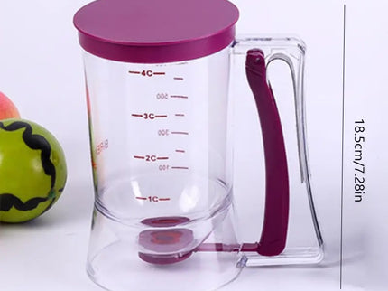 Purple Precision Batter Dispenser with Measurement Marks - 900ml Easy Pour for Pancakes, Cupcakes & Waffles