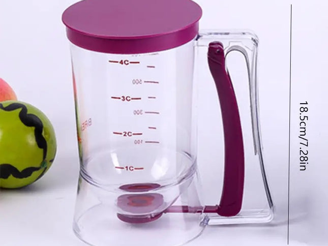Purple Precision Batter Dispenser with Measurement Marks - 900ml Easy Pour for Pancakes, Cupcakes & Waffles