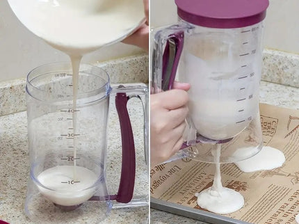 Purple Precision Batter Dispenser with Measurement Marks - 900ml Easy Pour for Pancakes, Cupcakes & Waffles