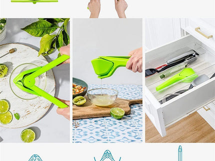 3 Pcs Green Easy-Squeeze Manual Citrus Juicer - Durable Lemon & Orange Squeezer with Pour Spout, Food-Grade PP