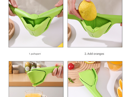 3 Pcs Green Easy-Squeeze Manual Citrus Juicer - Durable Lemon & Orange Squeezer with Pour Spout, Food-Grade PP