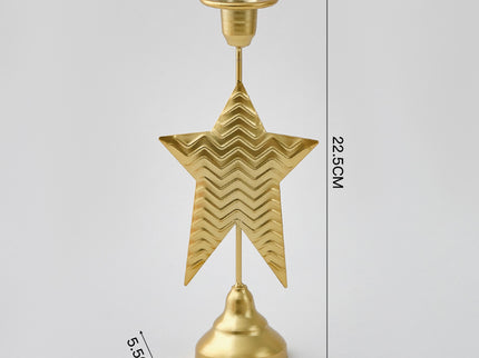 Gold Elegant Star Metal Candlestick Holder - Decorative Taper Candle Stand for Home, Tabletop & Special Occasions