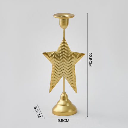 Gold Elegant Star Metal Candlestick Holder - Decorative Taper Candle Stand for Home, Tabletop & Special Occasions